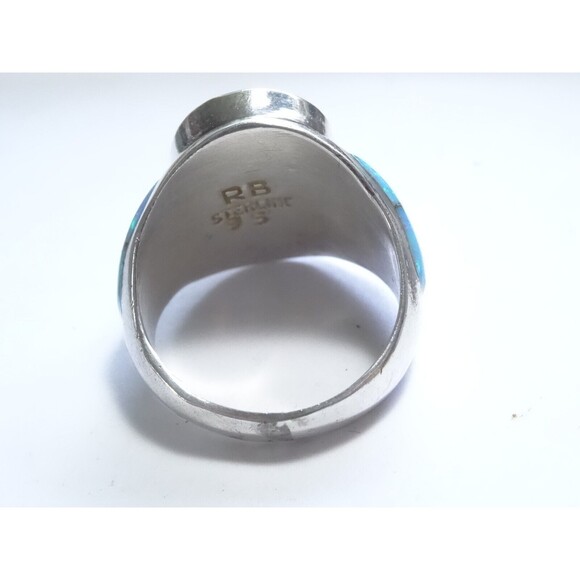 Amazing Azure Opal Sterling Silver Ring by R Begay Sz 9 - Picture 7 of 10